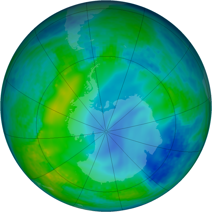 Antarctic ozone map for 29 May 2003